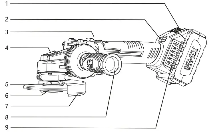 ECVV ELG2002Y Cordless Angle Grinder - Product Overview 1