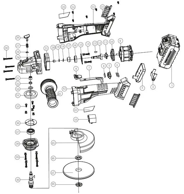 ECVV ELG2002Y Cordless Angle Grinder - Product Overview 2
