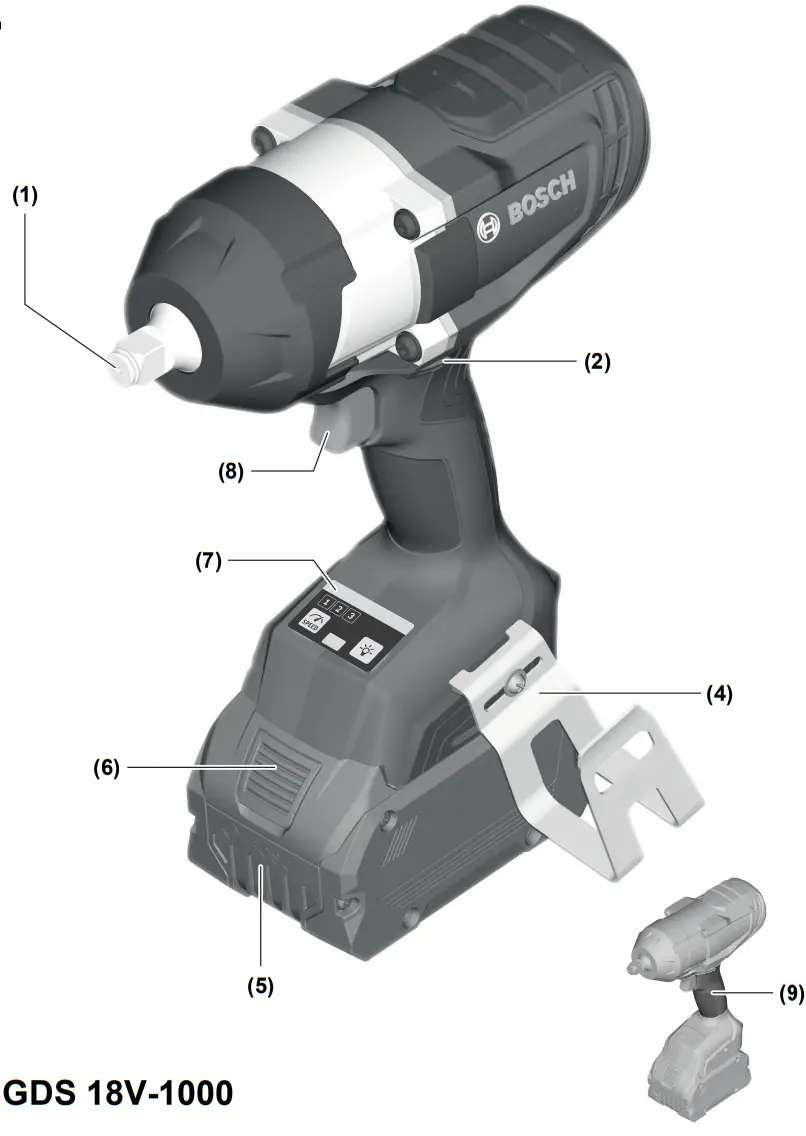 BOSCH GDS 18V 1000 C Professional 18V 5.0Ah Li Ion ProCORE Brushless Cordless Impact Wrench - Fig 1