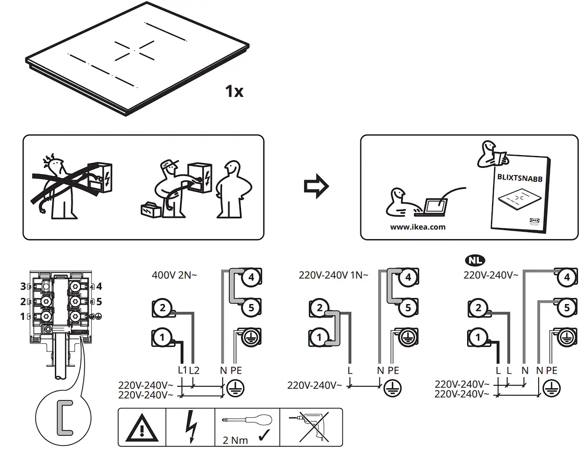 604.678.30 Blixtsnabb 78cm Induction Hob Connection