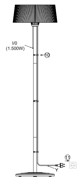 Leuchten Direkt 99507 18 Round Standing Heater Matt Lamp - Fig 1