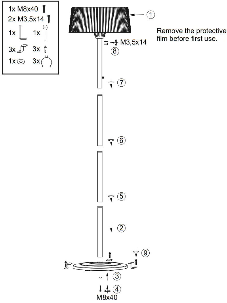 Leuchten Direkt 99507 18 Round Standing Heater Matt Lamp - Fig