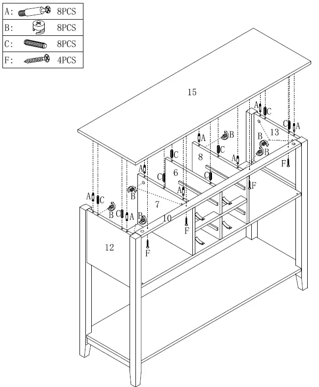 THE HOME DEPOT 824-SIDEBOARD-B Sideboard Buffet Storage Cabinet 27