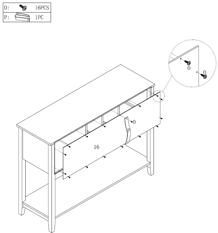 THE HOME DEPOT 824-SIDEBOARD-B Sideboard Buffet Storage Cabinet 28