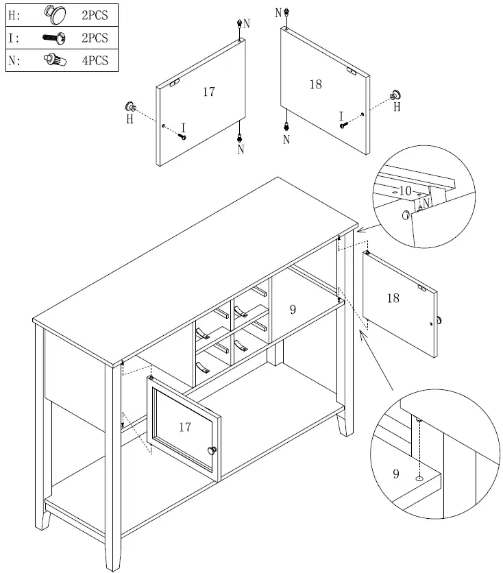 THE HOME DEPOT 824-SIDEBOARD-B Sideboard Buffet Storage Cabinet 29