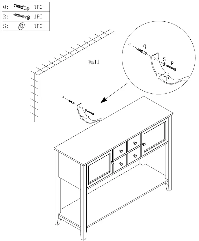 THE HOME DEPOT 824-SIDEBOARD-B Sideboard Buffet Storage Cabinet 31
