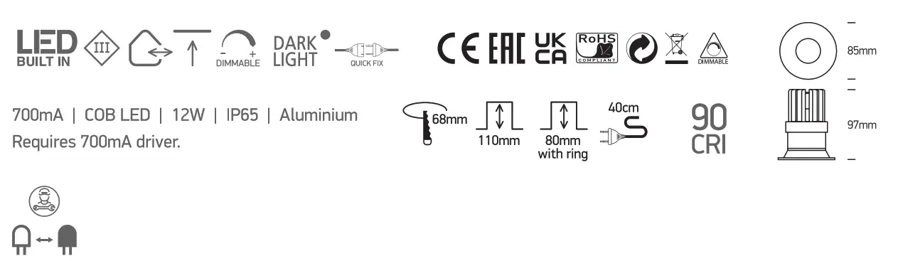 oneLIGHT 10112R Recessed Fixed Spot Round Fig3