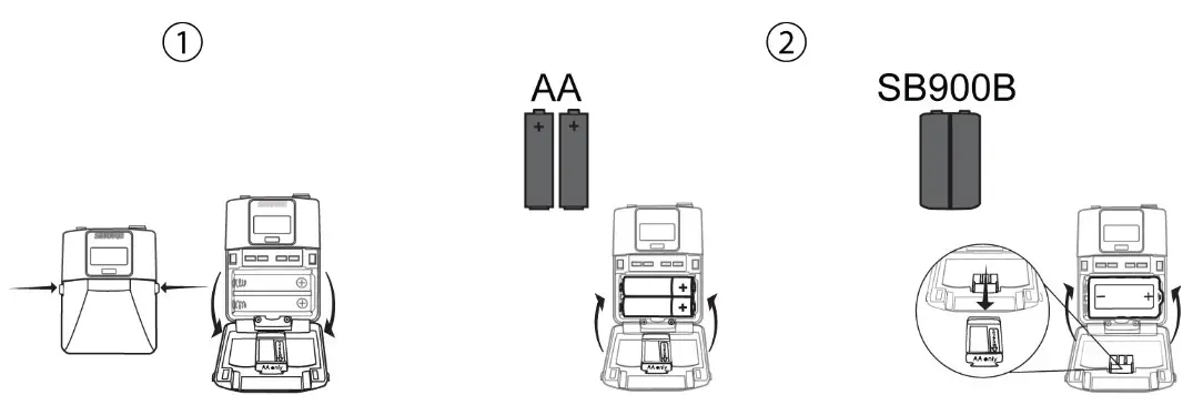 SHURE AD1 Bodypack Transmitter - Battery Installation