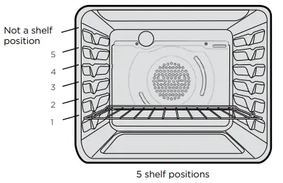 Westinghouse WFG612 oven series-Oven shelf location