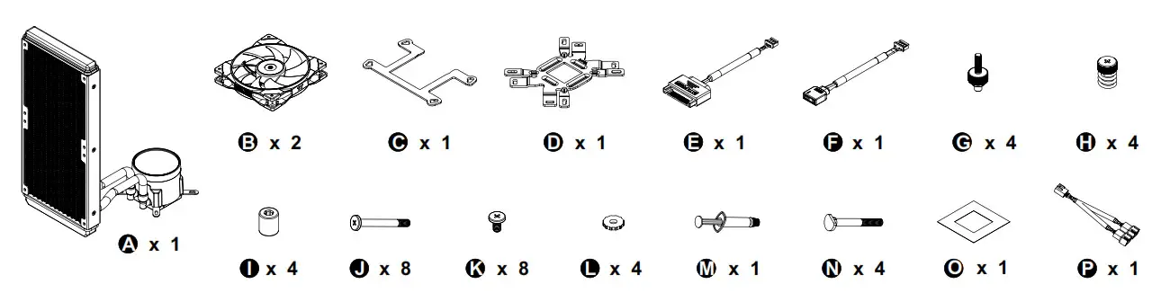 thermaltake CL-W320-PL14BL-A TOUGHLIQUID 280 ARGB Sync - Parts List