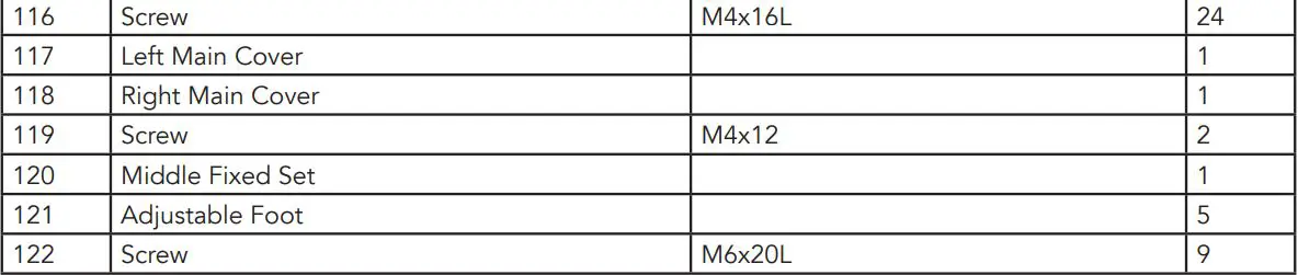 TUNTURI Platinum PRO Upright Bike User Manual - Part List