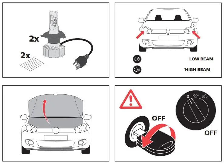 PHILIPS H4-LED Ultinon Pro Headlight Bulbs - H4-LED