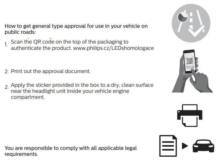 PHILIPS H4-LED Ultinon Pro Headlight Bulbs - Symbol