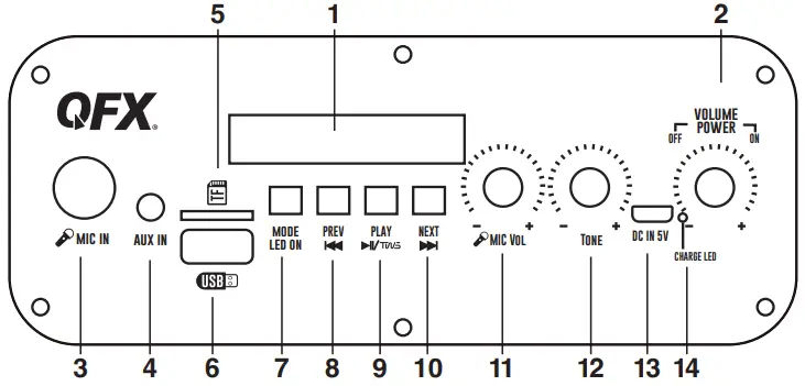 QFX PBX 801 Portable Bluetooth Speaker with LED Party Lights - FUNCTIONS