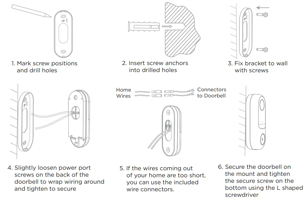 home zone ES06559G Smart Wireless Doorbell Camera -- Install2