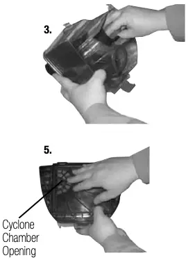 Clearing clogs from the dirt cup