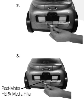 Replacing the post-motor HEPA media filter