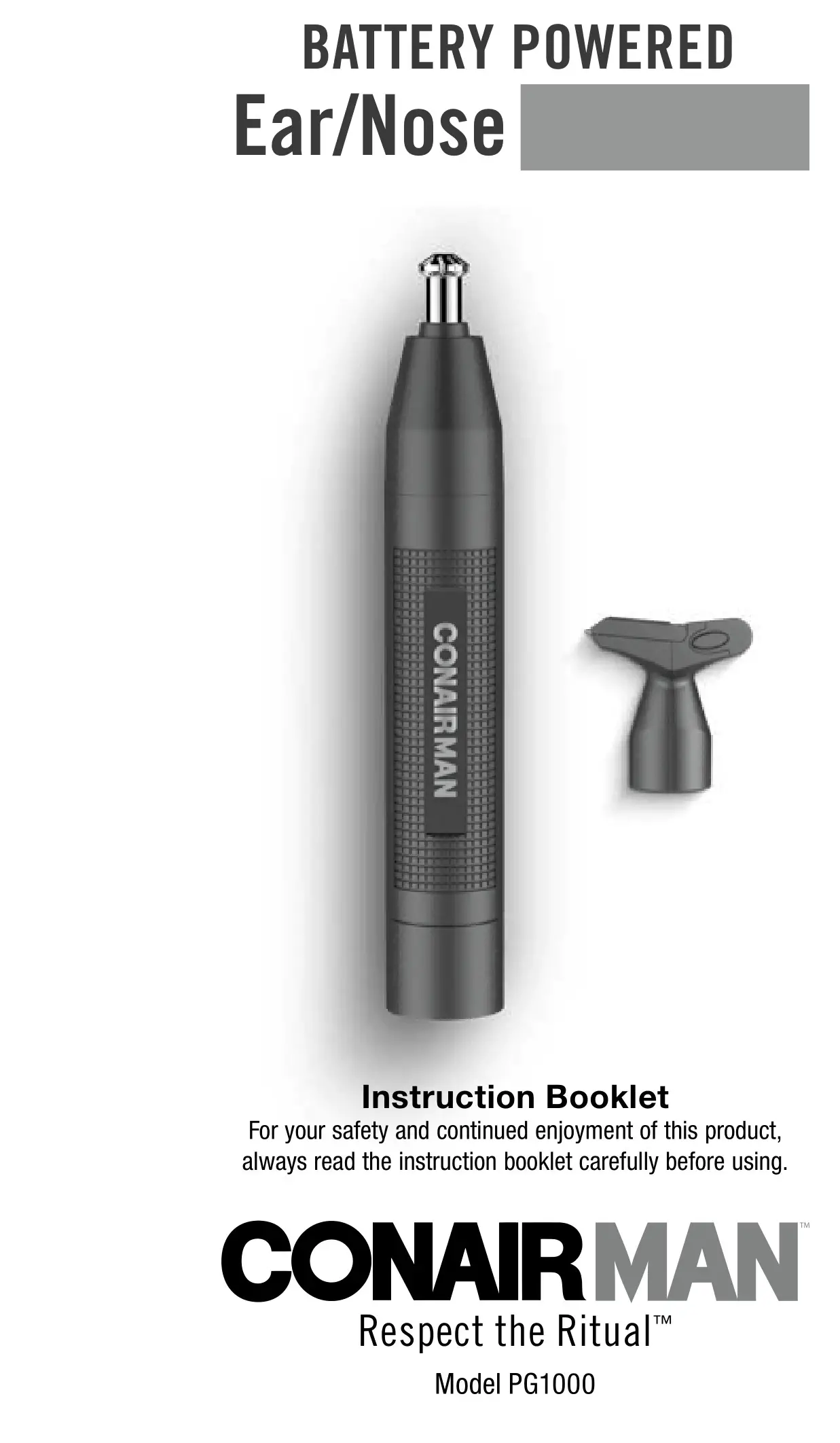 CONAIR PG1000 Battery Powered Ear and Nose Hair Trimmer Instruction Manual