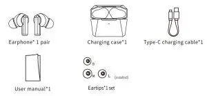 Yutian Digital 1104M True Wireless Earbuds - Packing List