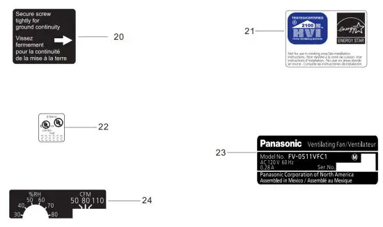 Panasonic FV-0511VFC1 Ventilating Fan - Main Label