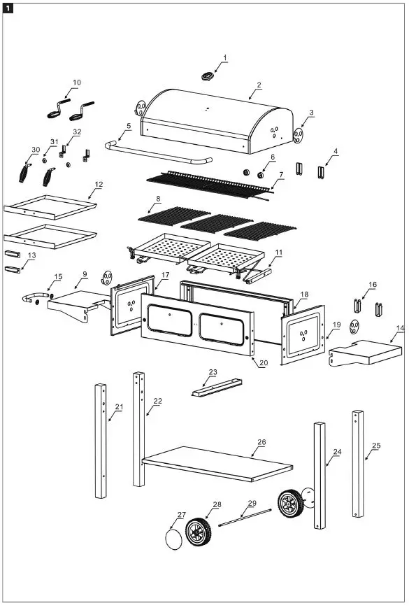 Burns Barkles 010387 Double Charcoal Grill-1