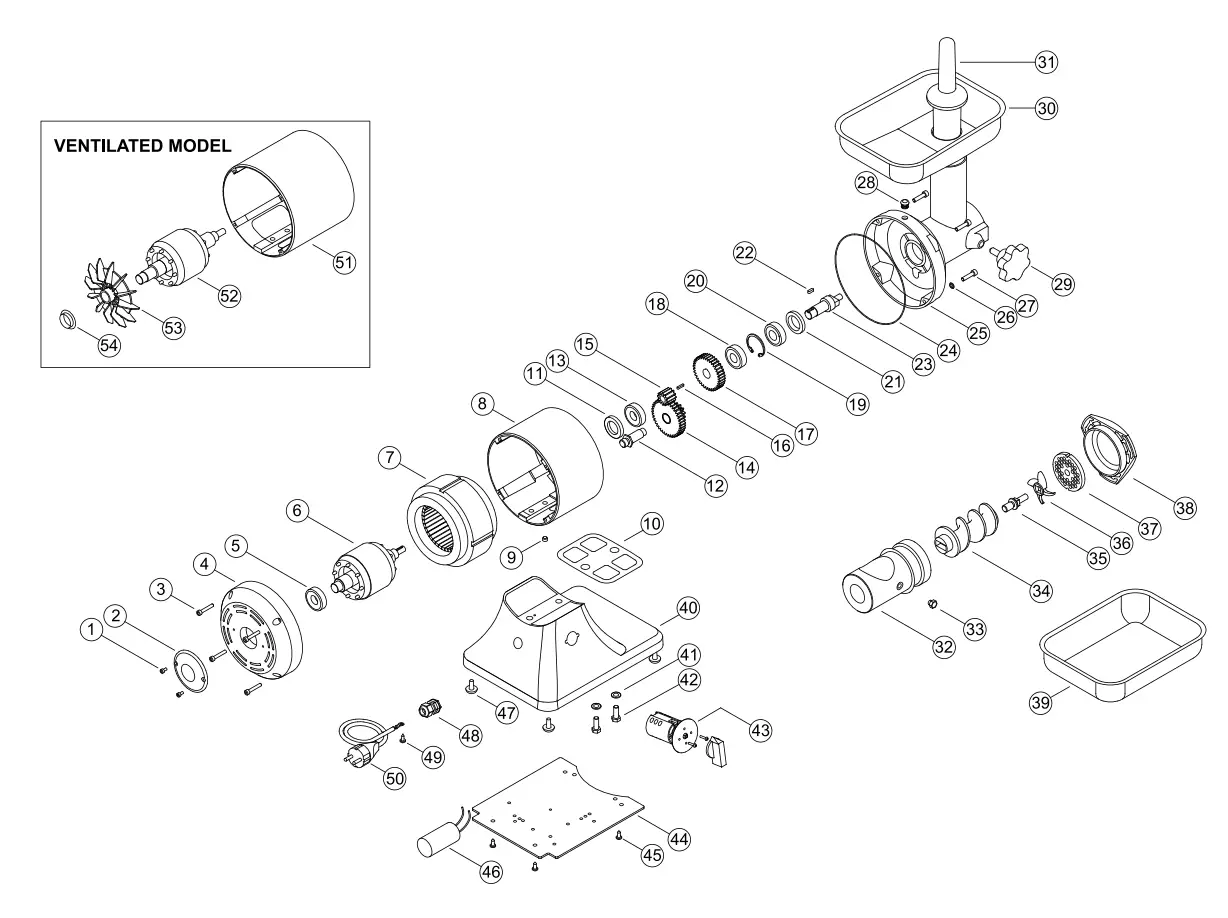 OMCAN MG-IT-0012-C Meat Grinders Instruction Manual - Parts Breakdown