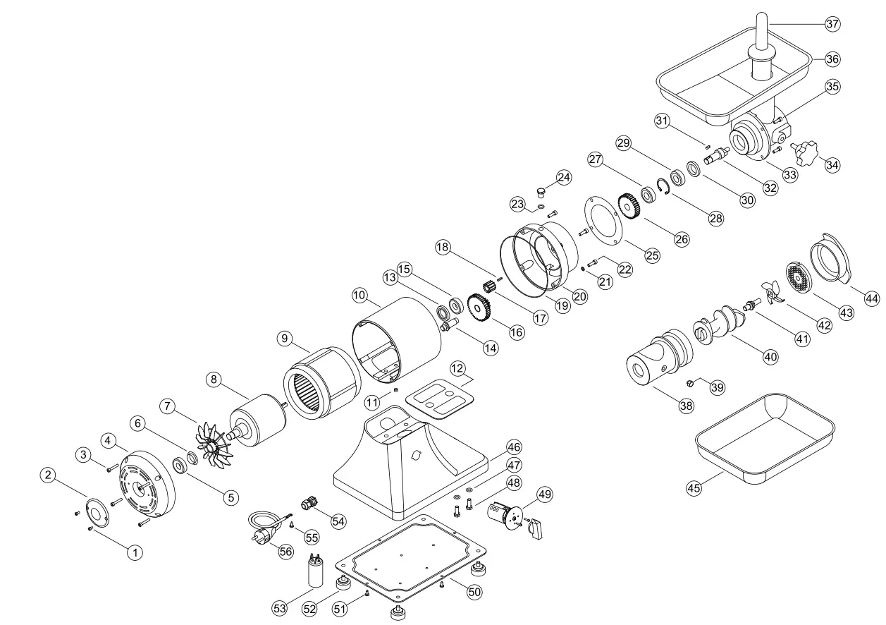 OMCAN MG-IT-0012-C Meat Grinders Instruction Manual - Parts Breakdown