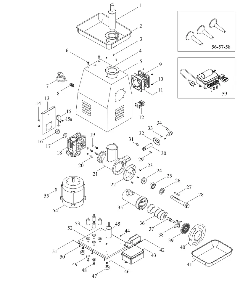 OMCAN MG-IT-0012-C Meat Grinders Instruction Manual - Parts Breakdown