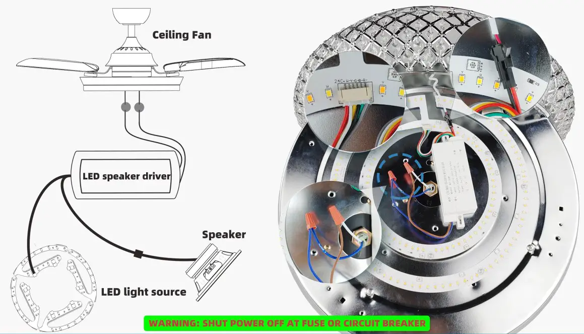 BAYSQUIRREL BS LY 9078 Ceiling Fan with Light - the speaker in the lampshade 4