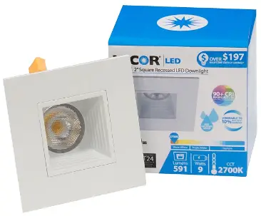 NICOR DQR2-10-120-2K-WH-BF 2-Inch Square LED Downlight-PROD