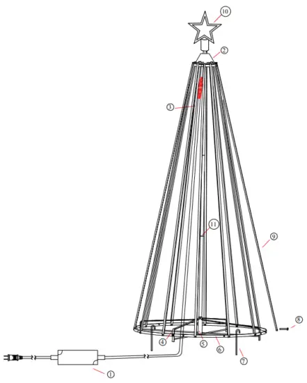 Neo Neon FCB VI OX0125L 6FT 12P 6 Inch RGB Cone Tree - Fig1