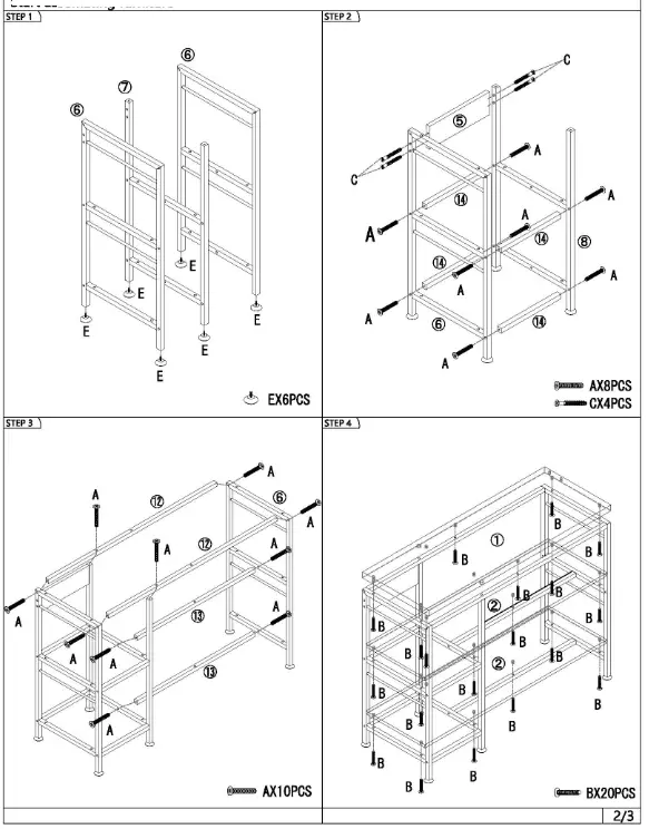 eenyah Black 5 Tier Kitchen Bakers Racks - fig
