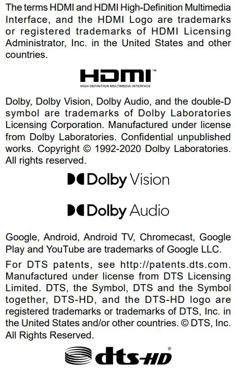 JVC LT-58VA3035 58 Inch UHD Smart TV User Guide - Licenses