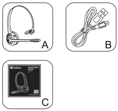 Sandberg 126 23 Bluetooth Office Headset - Overview of parts supplied