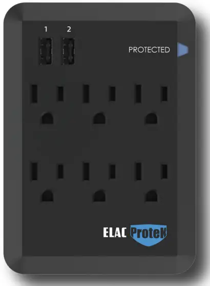 ELAC PB62-S Protek 6 Outlet Surge Protector with USB