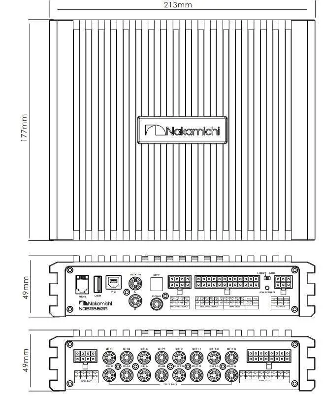 Nakamichi NDSR660A Digital Signal Processor User Manual - Product Dimensions