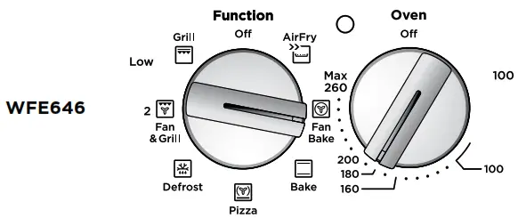 Westinghouse WFE646, WFE642, WFE542 oven series function