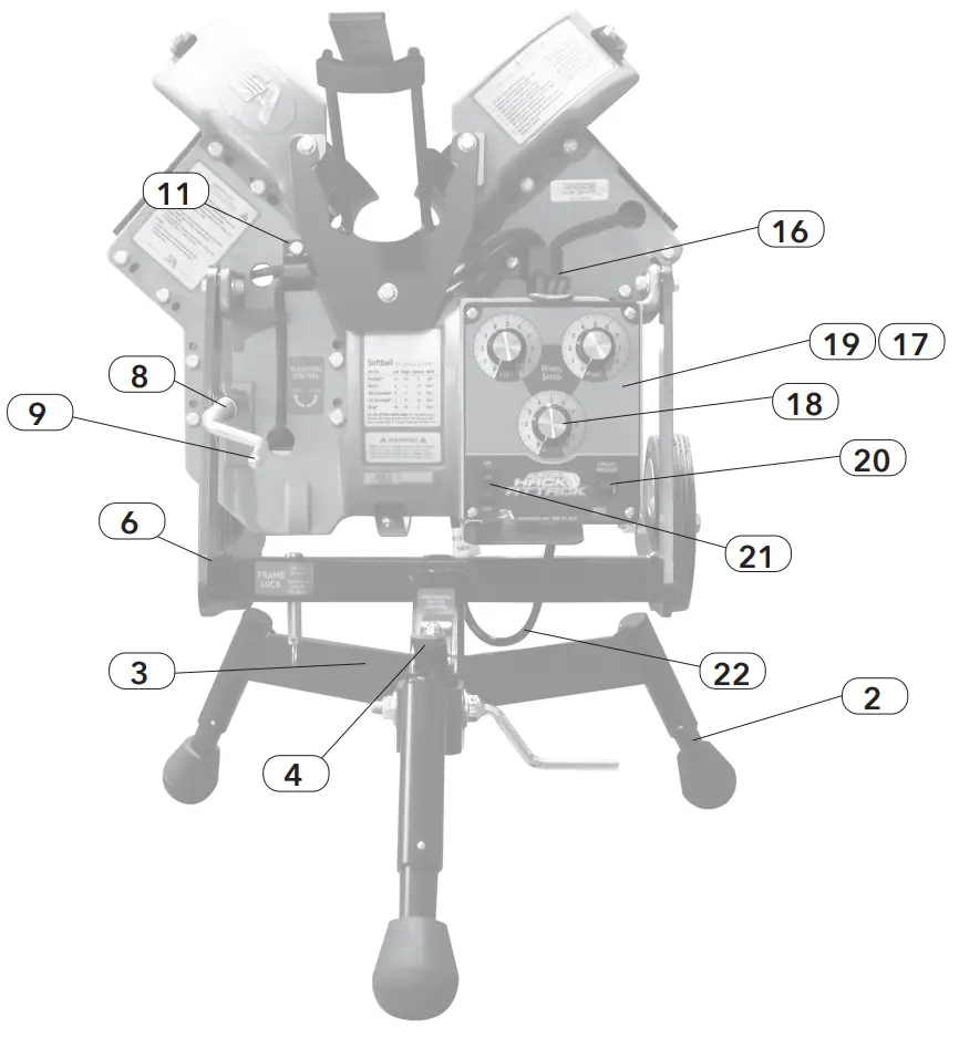 JUNIOR HACK ATTACK Softball Pitching Machines Component View