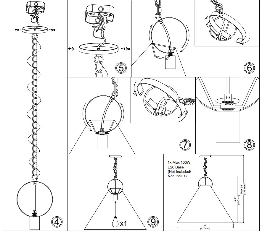 Dainolite-PCN-241P-Princeton-Black-Modern-Contemporary-Cone-Pendant-Light-FIG3
