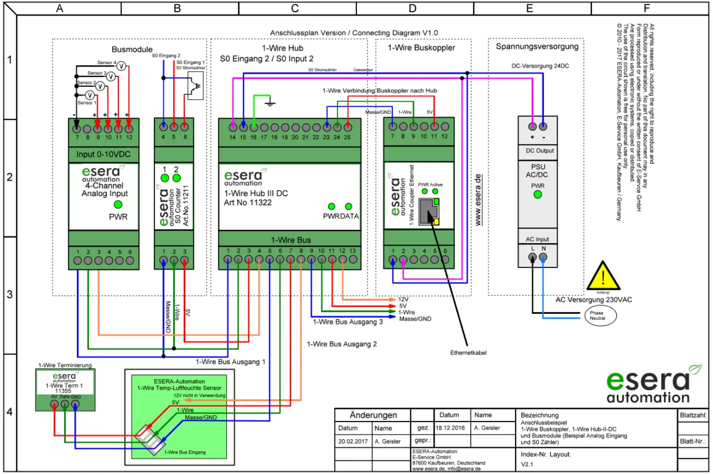 esera 11322 1-Wire Hub III DC - Diagram