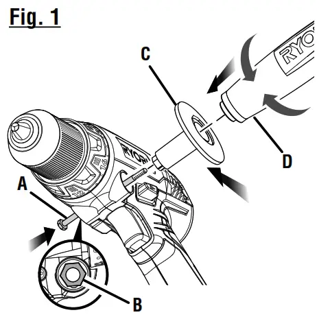 RYOBI 18 Volt Hammer Drill P214 - Fig 1
