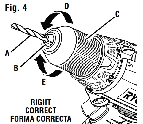 RYOBI 18 Volt Hammer Drill P214 - Fig 4