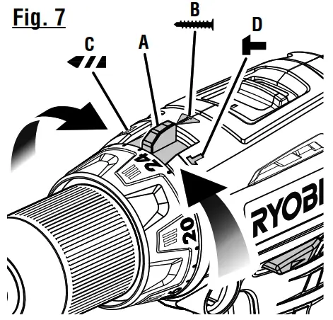 RYOBI 18 Volt Hammer Drill P214 - Fig 7