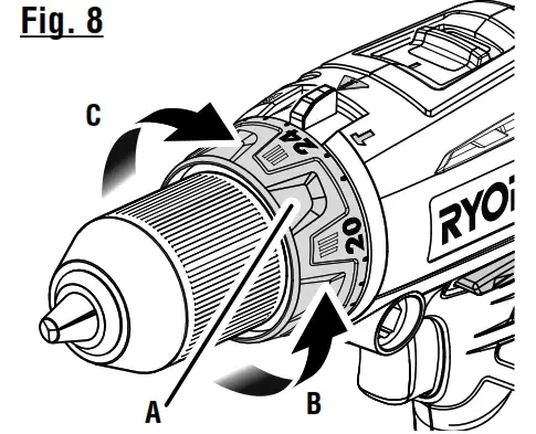 RYOBI 18 Volt Hammer Drill P214 - Fig 8