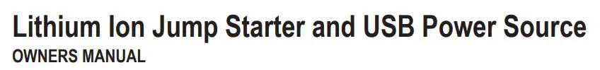 Schumacher SL1397 1000 Peak Amp Lithium Ion Jump Starter Owner's Manual
