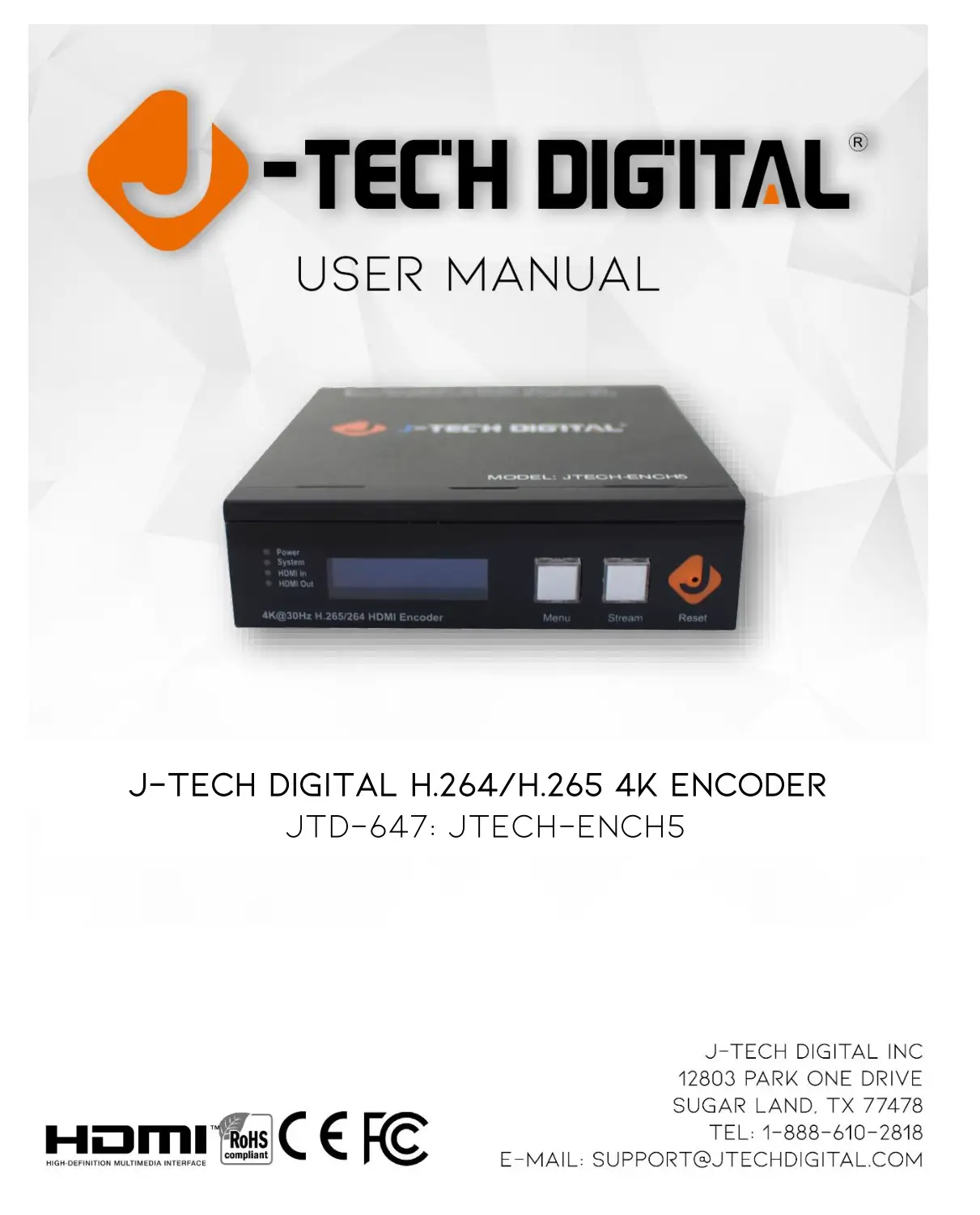 J-TECH DIGITAL JTD-647 Powered Splitter for Dual Monitors User Manual