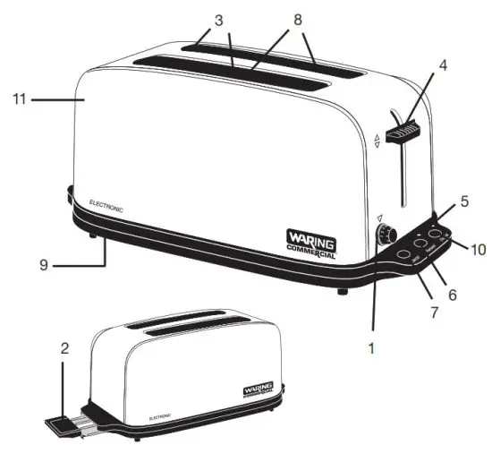 WARING COMMERCIAL WCT702 2-Slice Electronic Toaster - PARTS LIST