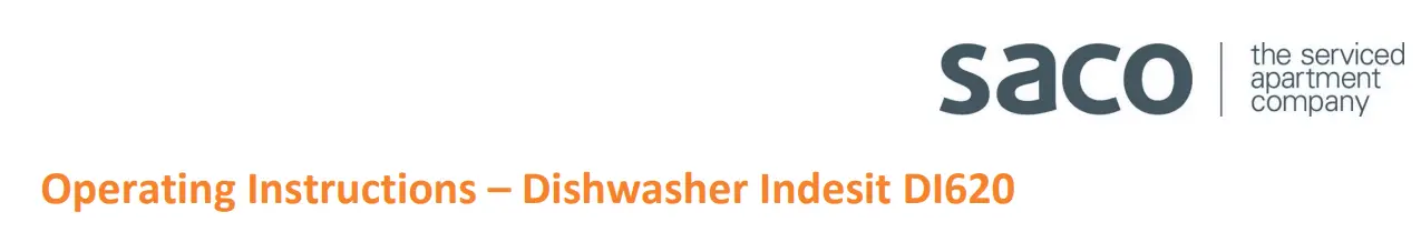 INDESIT DI620 Dishwasher Instruction Manual