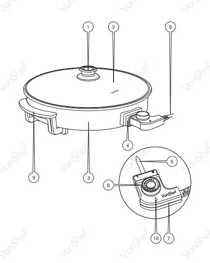 VonHaus 2007031 Large 42cm Round Multi Cooker-fig1