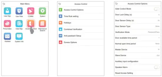 ZKTeco ProFace X Body Temperature and Facial Recognition - Access Control Settings